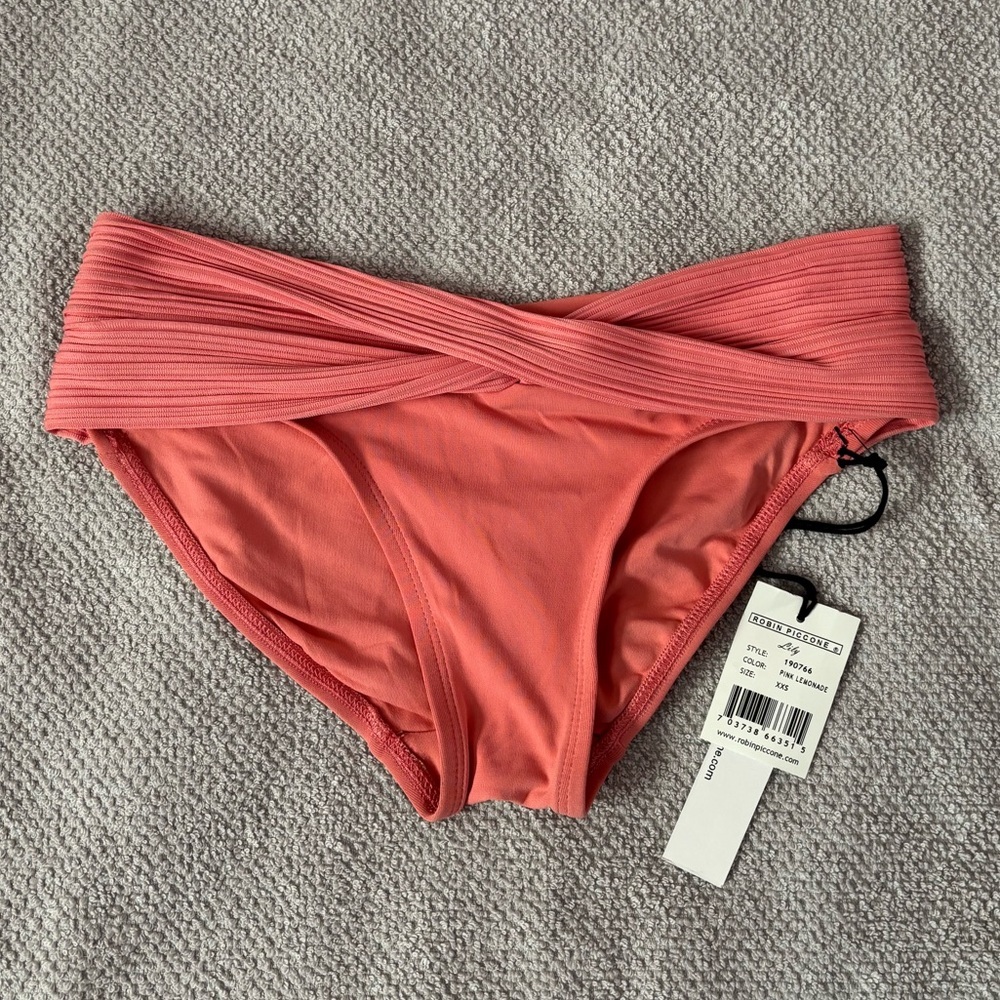 Robin Piccone Lily Bikini Bottom Sz XXS In Pink Lemonade NWT | Robin Piccone -